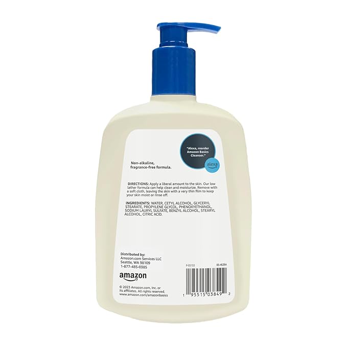 Amazon Basics Daily Facial Cleanser For Gentle Skin, Unscented, 16 Fl Oz (Pack of 1)