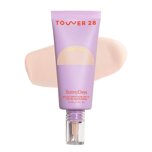 Tower 28 Beauty SunnyDays SPF 30 Tinted Mineral Sunscreen - For Sensitive Skin - 2-in-1 Facial Broad Spectrum UVA/UVB Protection + Foundation - Shade 05 FAIRFAX - Fair with Pink Undertones, 1 Fl Oz