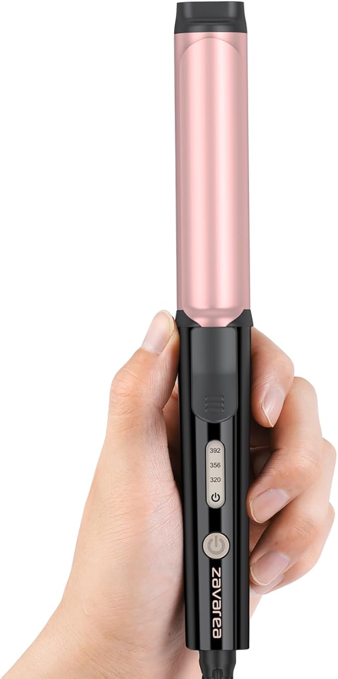 Zavarea Curling Iron for Short Hair, Mini Hair Curler with 1 Inch Ceramic Barrel, 3 Adjustable Temp, Portable Design, Instant Heating, Dual Voltage for Travel, Auto Shut-Off, Includes Storage Bag