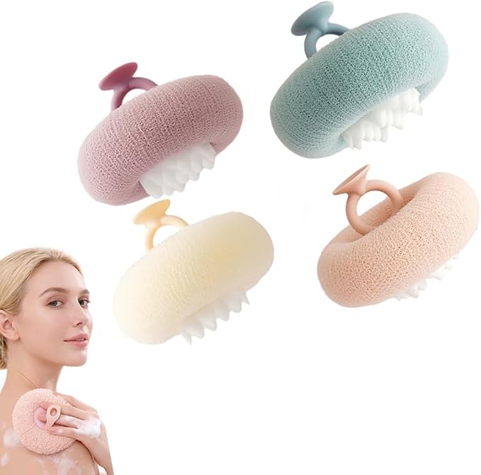 Super Soft Sunflower Suction Cup Bath Ball, 2025 New Exfoliating Bath Bath Sponge Cleaning Brush with Finger Rings for Women and Men (Style A, 4 pcs)