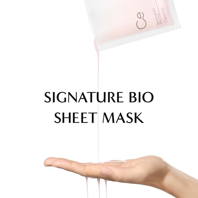 CELONIA Signature Bio Facial Sheet Mask, Stem Cell Deep Hydrating Face Mask, Anti Aging Treatment For Healthy Glowing Skin, Minimize Pores, Reduce Fine Line, Boost elasticity, Correct Redness 5 Count