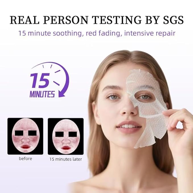 Facial Mask Sheet, Hydrating & Soothing Sheet Mask, Moisturizing Strengthening Skin Care Mask Sheets for Dry Skin & Sensitive Skin, Suitable for All Skin Types, 6 Sheets