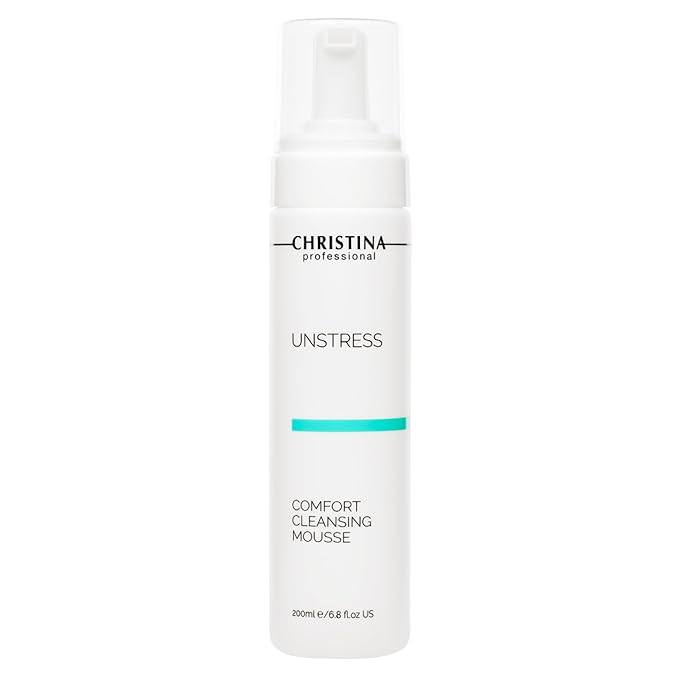 -CHRISTINA- Unstress Comfort Cleansing Mousse | Cleanser for Face with Gentle Formula with Green Tea Extract & Vitamin B5 | Suitable for All Skin Types, 24-Hour Care 200ml