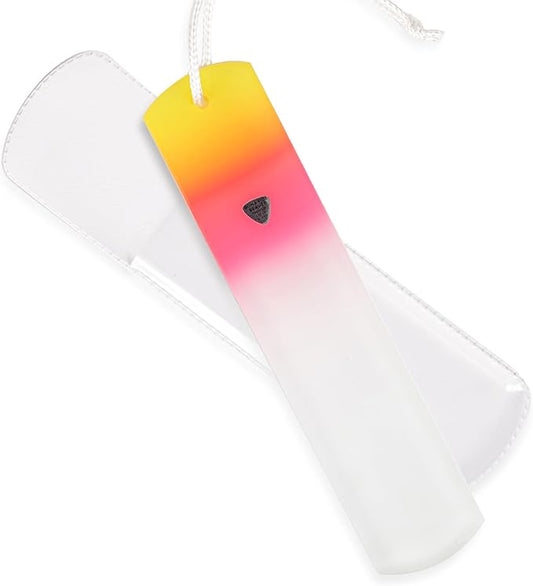 Bona Fide Beauty Czech Glass Foot File with Sleeve. Foot Callus Remover Made in The EU (Sunset Color)