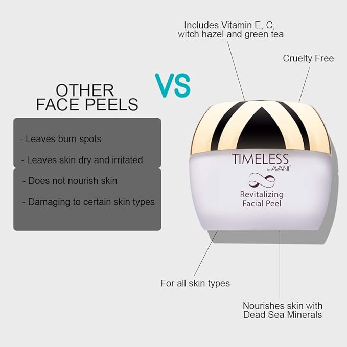 Timeless by AVANI Revitalizing Facial Peel | Enriched with Natural Plant Extracts and Vitamins E & C | Removes Dead Skin Cells, Excess Oil, Dirt, & All Other Impurities - 1.7 fl. oz.