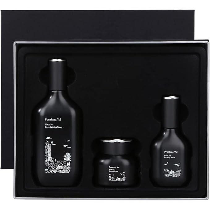 [PKY] Pyunkang Yul Black Tea Line Gift Box Set, Deep Nurishment for Anti-aging, Rich Moisture Toner, Revitalizing Serum & Condensed Nourishing Cream, Zero-Irritation, Korean Skincare (3-item set)