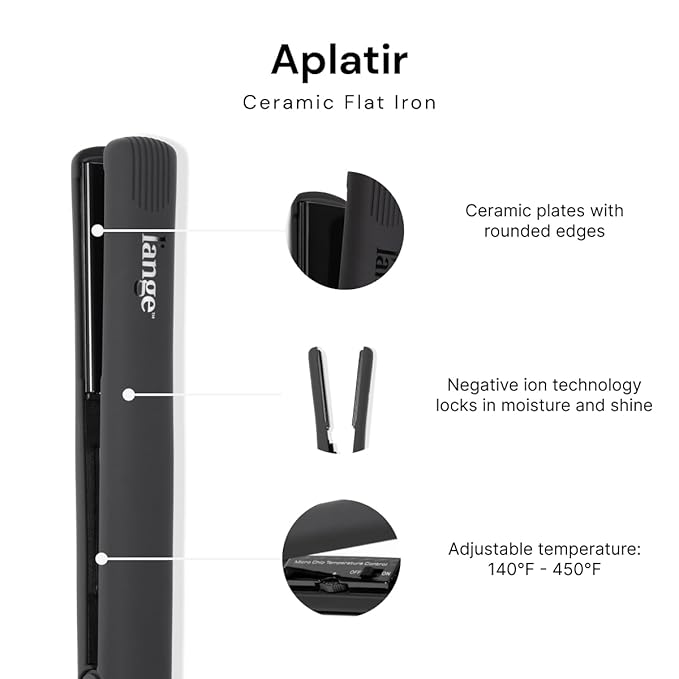 L'ANGE HAIR Aplatir Ceramic 1" Flat Iron | Adjustable Temp & Dual Voltage Hair Straightener | Tourmaline-Infused Plates for Smooth, Frizz-Free Styling | 1 Inch Styling Tool (Black)