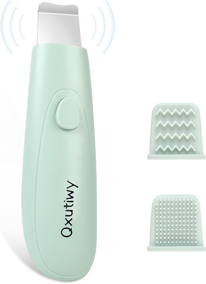 Skin Scrubber & Face Spatula - 2-in-1 Pore Cleaner Tool for Deep Cleansing, Blackhead Remover Tools with Two Silicone Brush Head, All Skin Types, Waterproof