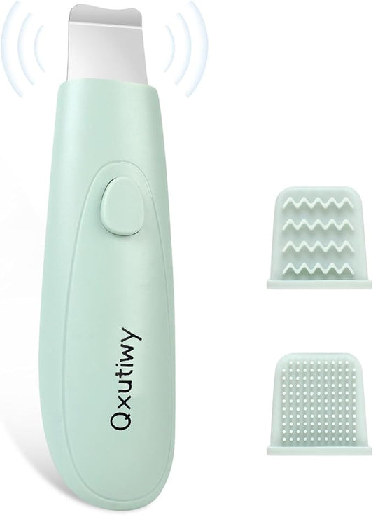 Skin Scrubber & Face Spatula - 2-in-1 Pore Cleaner Tool for Deep Cleansing, Blackhead Remover Tools with Two Silicone Brush Head, All Skin Types, Waterproof