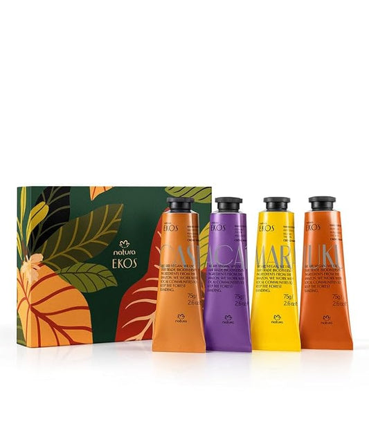 Natura - Deluxe Hand Cream Holiday Set – 4 Vegan Brazilian Hand Cream Gift Collection – Brazil Nut, Passion Fruit, Açaí & Cumaru – Nourishing Moisturizer for Dry Hands – Full Size 2.6 oz