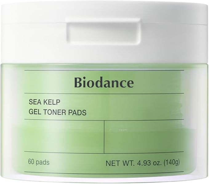 Biodance Sea Kelp Gel Toner Pads, Calming & Balancing Toner Pads for Sensitive Skin, Oil & Sebum Control, Refreshing Blemish Care, Korean Skincare, Stocking Stuffersㅣ4.93 fl.oz.(140g)*60Pads