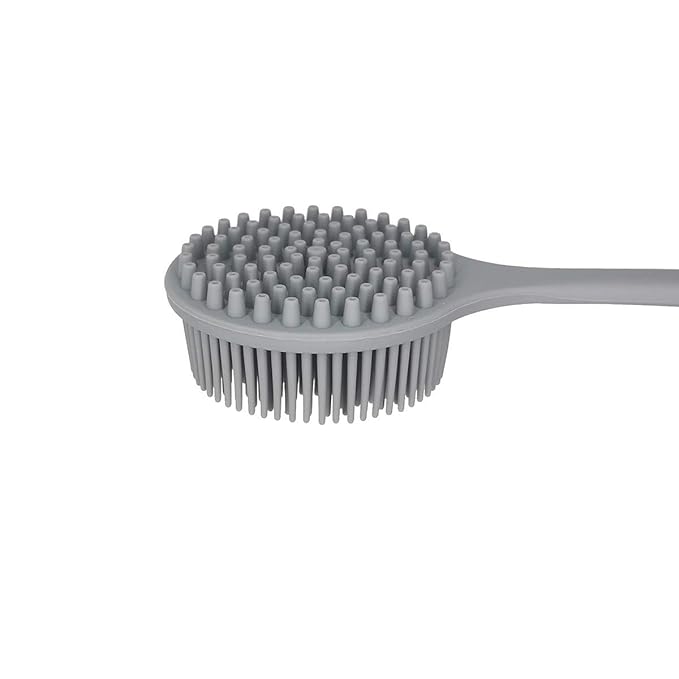 DNC Silicone Back Scrubber for Shower Bath Body Brush with Long Handle (Gray)