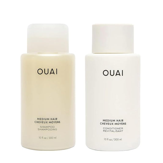 OUAI Medium Hair Shampoo and Conditioner Set - Sulfate-Free Shampoo and Conditioner for Women & Men - Made with Keratin, Shea Butter & Avocado Oil - Free of Parabens & Phthalates (10 Fl Oz)