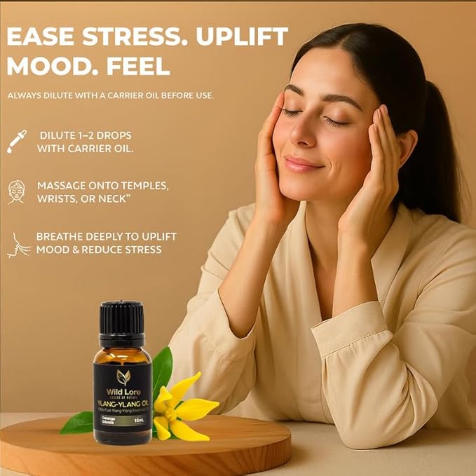 Ylang Ylang Essential Oil – 100% Pure & Natural, Sweet Floral Scent for Relaxation, Mood Support, Skin Care, Aromatherapy, Massage & Diffuser Use – 15 mL, Pack of 2