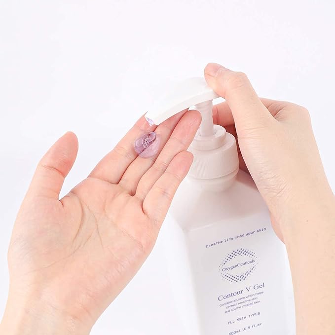 OxygenCeuticals Contour V Gel – Premium Azulene Calming Gel Serum with Sodium Guaiazulene Sulfonate, Centella & Herbal Extracts, Soothing & Hydrating Care for Sensitive Skin. 16.9 fl.oz (500ml)