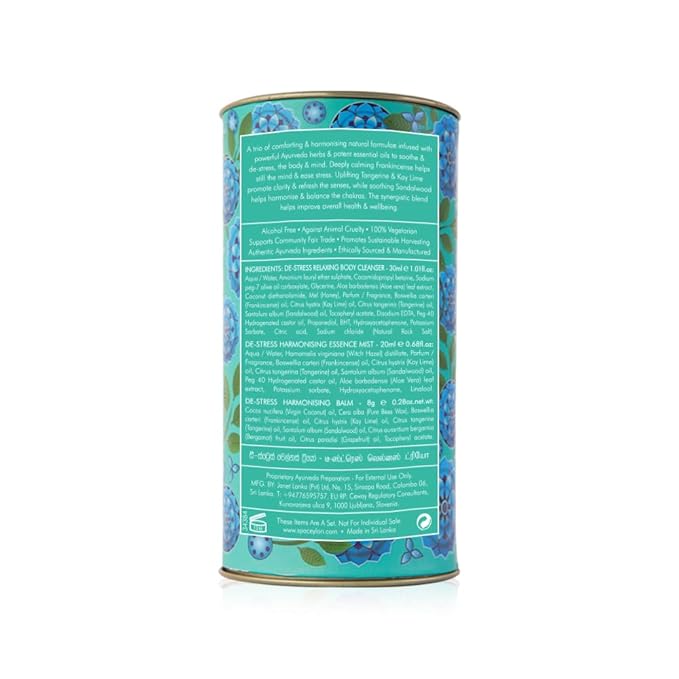 SPA CEYLON De-Stress Wellness Trio Set, Holistic Spa Essentials for Calming, Natural Ingredients, Ayurvedic Bath Gift Set, Shower Gel, Body Mist, Balm Christmas gift set (150 g, Frankincense)