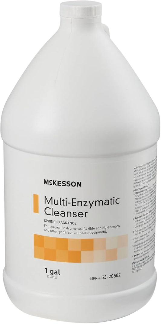 McKesson Multi-Enzymatic Cleanser for Surgical Instruments & General Healthcare Equipment, 1 Gallon [Pack of 1] Spring Fresh