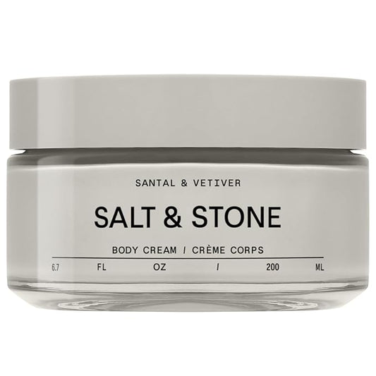 Salt & Stone Body Cream – Santal & Vetiver | Hydrating Formula with Seaweed Extracts, Spirulina & Squalane | Deep Hydration, Skin Barrier Support & Healthy Glow | for all Skin Types (6.7 fl oz)