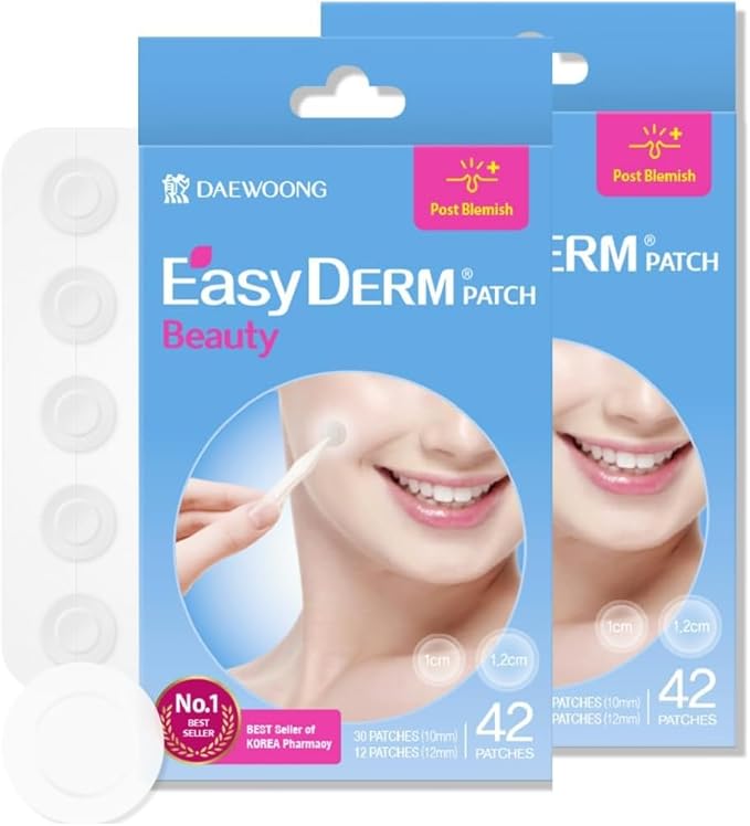 EasyDerm Beauty Patch(84 Counts) - 100% Hydrocolloid Pimple Patch for Zit Spot Care, K-beauty, Daewoong Pharmaceutical, Korean Acne Patches Stocking Stuffer Holiday Gift