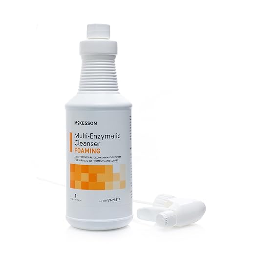 McKesson Multi-Enzymatic Cleanser for Surgical Instruments & General Healthcare Equipment, 32 oz [Pack of 1] Foaming, Fresh Rain