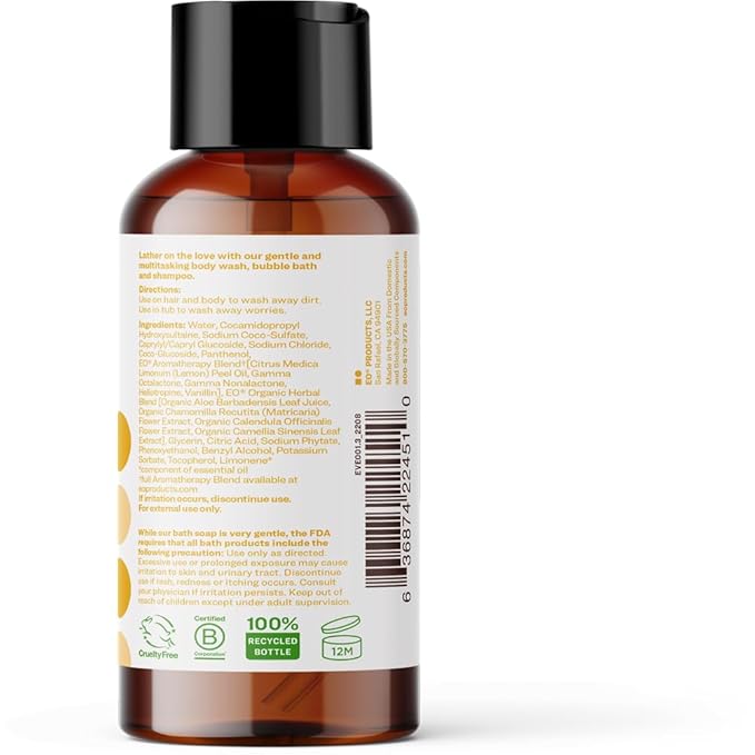 Everyone 3-in-1 Soap Body Wash, Bubble Bath, Shampoo, Travel Size, 2 Ounce (Pack of 12), Coconut and Lemon, made with Essential Oils for Men and Women