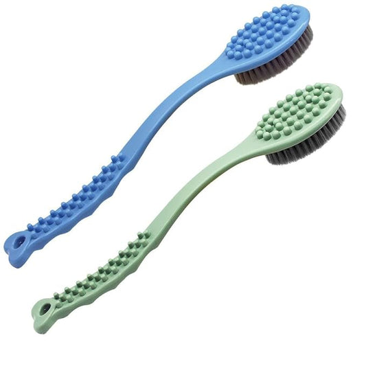 QiCheng&LYS long handle bath brush, soft and comfortable massage brush bath brush - 14 inches (blue und green)