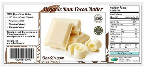 Cocoa Butter - Shaped in small disks - Raw with Incredible Quality and Scent. Use for Lotion, Cream, Lip Balm, Oil Stick, or Body Butter. NON-GMO - 8 oz