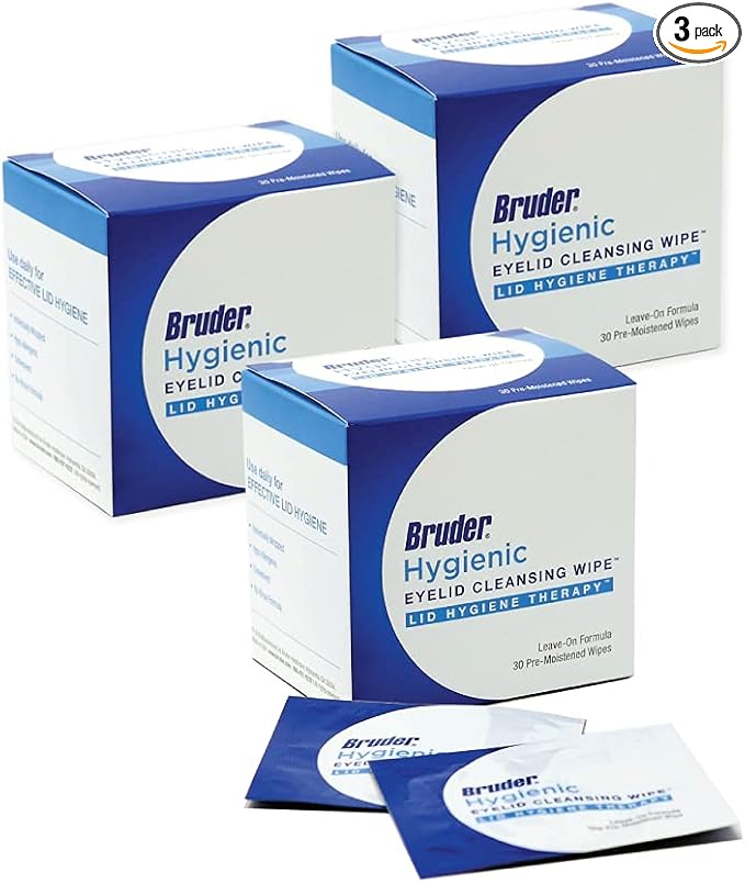 Bruder Eyelid Cleansing Wipes, 30 Count (Pack of 3), Hygienic Eye Care for Removing Excess Oil and Debris from Eyelids and Lashes, Rinse-Free, Unscented, Adults