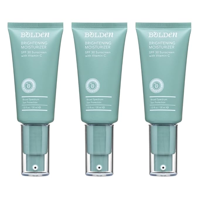 Bolden SPF 30 Brightening Face Moisturizer with Vitamin C | Broad Spectrum UVA/UVB Sunscreen | Applies Clear without Chalky Residue |1.0 FL Oz (Pack of 3)