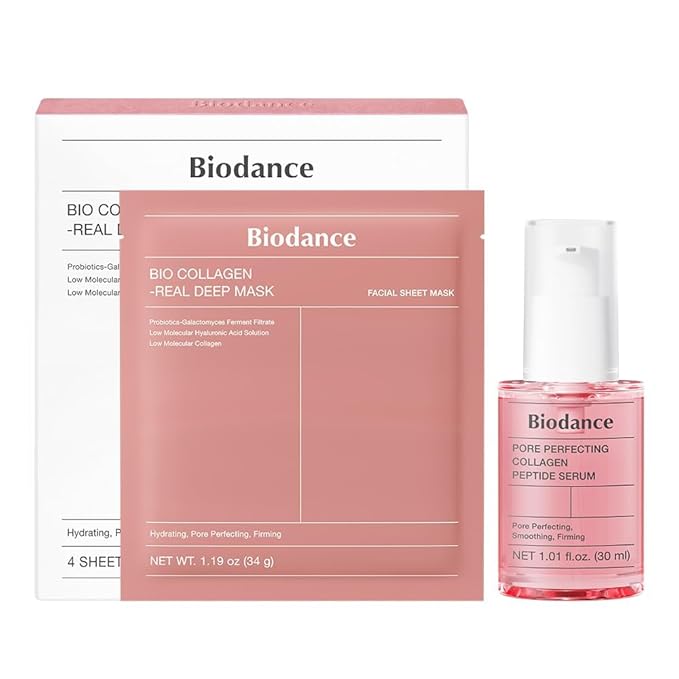 BIODANCE Collagen Duo: Bio Collagen Real Deep Mask & Collagen Peptide Serum Bundle for Glass Skin, Plumping Hydration, Firming, Korean Skincare Set, Christmas gift Pink Duo Stocking Stuffers