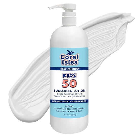 Rocky Mountain Sunscreen | SPF 50 Lotion for Kids Broad Spectrum UVA/UVB Protection | Hawaii 104 Act Compliant (Oxybenzone & Octinoxate Free) | Water Resistant 80 Min. |Quart With Pump (32 Fl Oz)