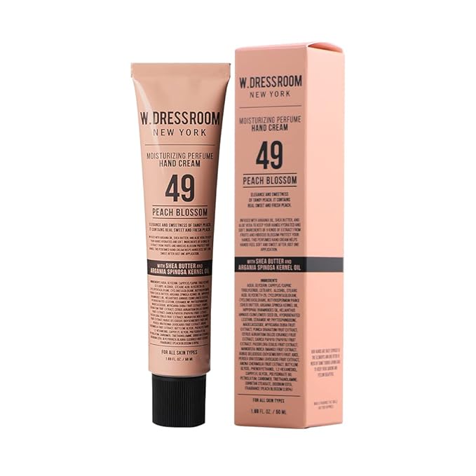 W.Dressroom Moisturizing Hand Cream for Dry Hands, Non-Greasy, Quick-Absorbing Korean Hand Lotion, Travel Size 1.69 fl oz (50 ml), No.49 Peach Blossom Scent