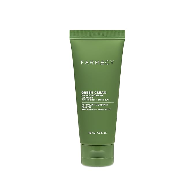 Farmacy Foaming Face Wash for Oily Skin - Whipped Greens Oil-Free Gentle Facial Cleanser & Exfoliator - Infused with Green Clay to Remove Impurities, Control Oil & Maintain Skin Hydration (50ml)