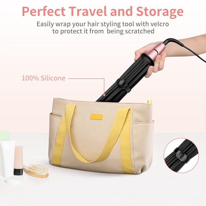 Oversize 15.7" x 11.8" Heat Resistant Mat, Portable Travel Silicone Heat Mat for Curling Irons, Flat Irons, Hair Straightener and Hot Hair Styling Tools, Hot Iron Holster, Vanity Pad with Ties Black