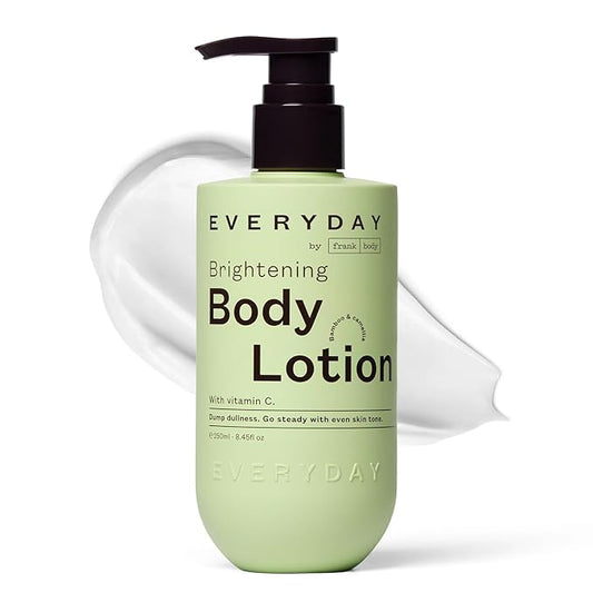 frank body Brightening Body Lotion | Evens Tone, Brightens Dark Spots & huperpigmentation | Vitamin C, Kakadu Plum & Vitamin B5 | Bamboo & Camellia Scent | Vegan & Cruelty Free | 250ml / 8.45 fl oz