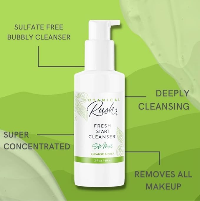 Fresh Start Facial Cleanser – Vegan, Non-Toxic Sulfate-Free Face Wash & Makeup Remover for All Skin Types, Soft Mint, 3.4 fl oz Travel Size