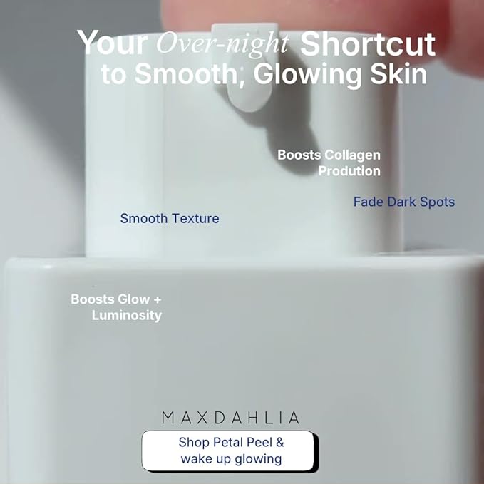 MAXDAHLIA Petal Peel - 20% AHA Serum | Mandelic & Lactic Acid | Resurfacing & Renewing Overnight Treatment for Dark Spots, Uneven Skin Tone & Acne Scar Remover