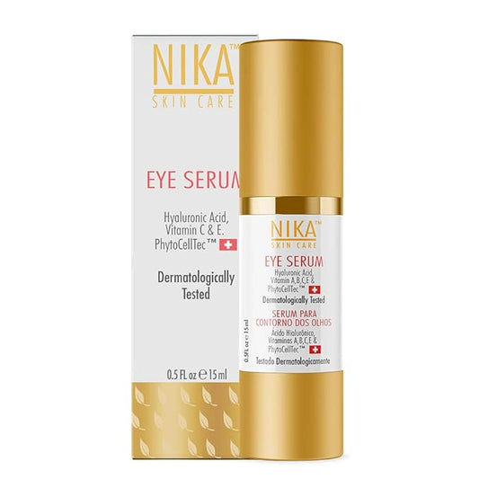 NIKA SKIN CARE - Eye Serum with Vitamin C & E, Hyaluronic Acid, Caffeine, and Swiss Apple Stem Cells - Day & Night