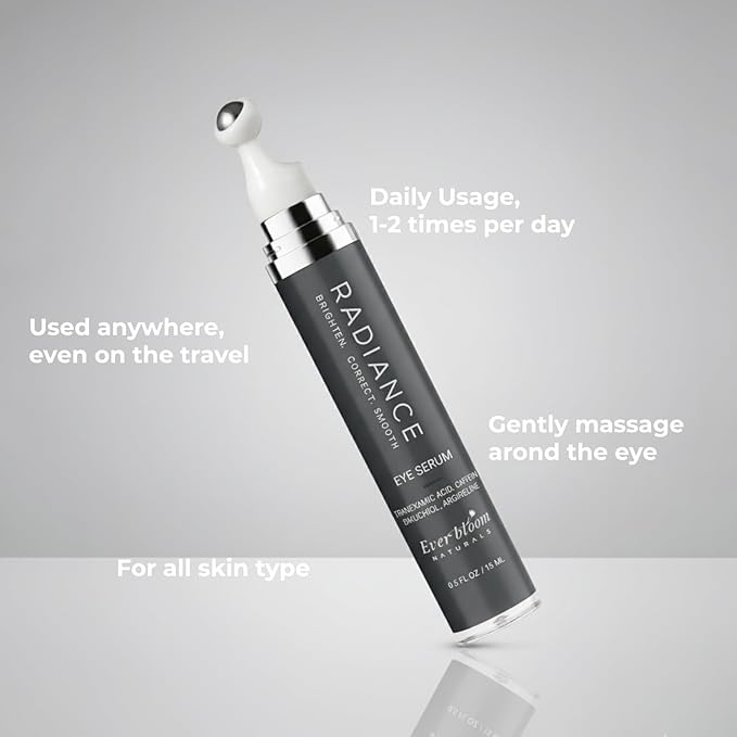 Tranexamic Acid Eye Serum Roller with Bakuchiol, Argireline Peptide, Caffeine for Dark-Circles, Hyperpigmentation,Puffiness, Skin Glow, Fine Line Care, Korean Skin Care 0.5 fl. Oz