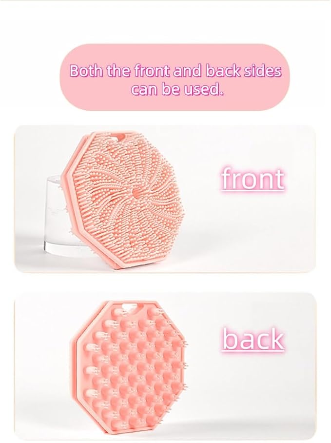 Silicone Body Scrubber Double-Sided Design，Silicone Loofah Double-Sided Body Brush，Women Men Shower Body Brush for Effective Exfoliation (Pink)