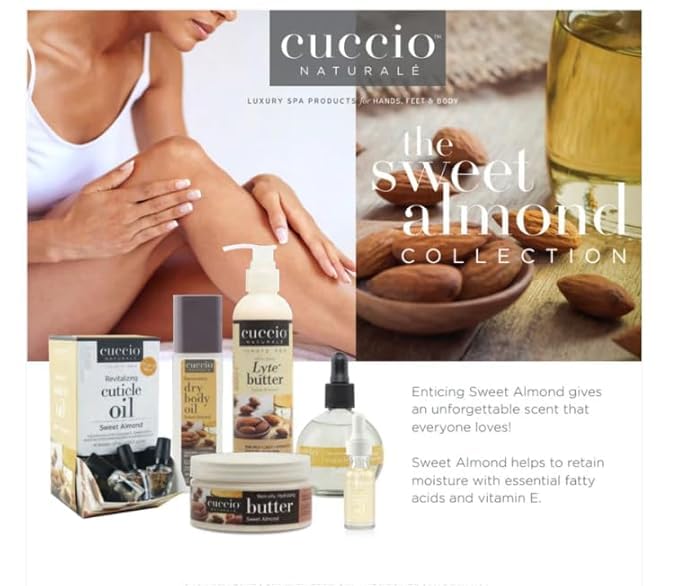 Cuccio Naturale Lyte Ultra Sheer Body Butter – Sweet Almond, 1 Gallon (128 oz) – Lightweight 24-Hour Moisturizer for Dry Skin, with Vitamin E & Fatty Acids, Fast-Absorbing & Non-Greasy Formula