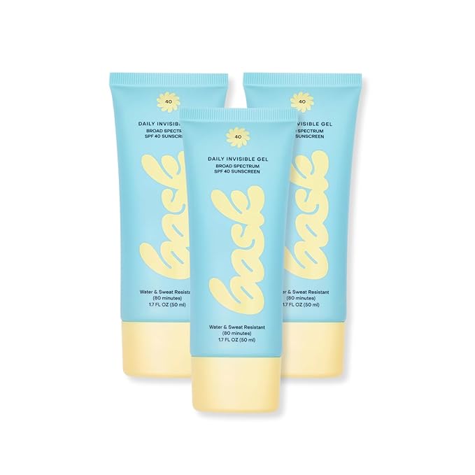 Bask Suncare SPF 40 Daily Invisible Gel Face Sunscreen - Broad Spectrum Protection, Fragrance Free, Hydrating, Lightweight & Non-Greasy, Dermatologist Recommended, 1.7 fl oz (Value Pack of 3)