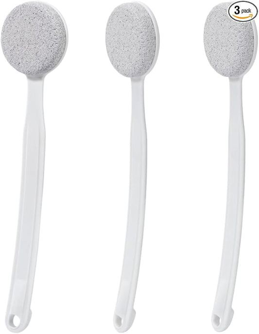 Pumice Stone for Feet with Long Handle 13.7", 3 Pack Hard Skin Callus Remover, Scrubber and Exfoliator for Dead Dry Skin, Softer & Smoother Feet, Pedicure Tool (Curved)