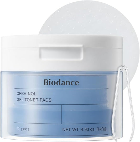 Biodance Cera-NOL Gel Toner Pads, Deep Hydrating & Soothing Toner Pads for Sensitive Skin, Redness Reducing & Comfort Mositurizing, Korean Skincare, Stocking Stuffersㅣ4.93 fl.oz.(140g)*60Pads