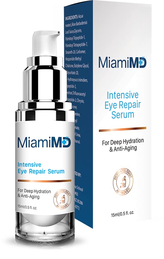 MiamiMD Eye Serum (15ml) Under Eye Treatment for Dark Circles & Crow's Feet - Serum for All Skin Type - Anti-Aging Cream - Reduces Puffiness - For Day & Night Time Use