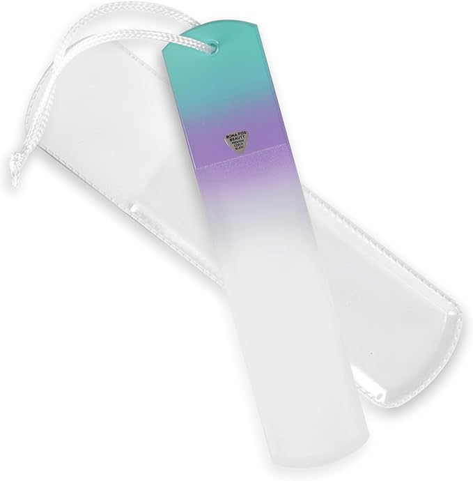 BONA FIDE BEAUTY Czech Glass Dual-Sided Glass Foot File, Scraper, and Rasp. Luxurious Self-Care Gift for Women