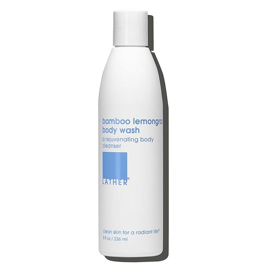 LATHER - Bamboo Lemongrass Natural Body Wash, 8 fl oz - Shower Gel Cleanser - Body Soap - Essential Oils - Green Tea, Aloe Vera, Jasmine - All Skin Types, Vegan, Cruelty Free - Beauty & Skincare