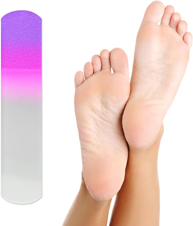 SIUSIO 2Pcs Crystal Glass Foot File Pedicure Rasp Calluses Corn Coarse Hard Skin Remover Professional Pedicure Tools Gradient Rainbow Color Smooth Foots Care Tool for Soft Feet Premium Foot Scrubber