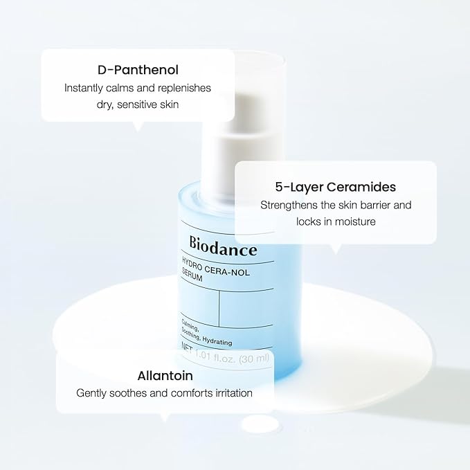 BIODANCE Hydro Cera-nol Serum, Ceramide, D-Panthenol, Hyaluronic Acid for Hydrating, Soothing for Sensitive Skin, Korean Skincare, Stocking Stuffers for Teen Girls | 1.01 fl.oz x 1 ea