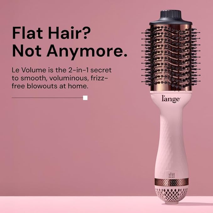 L'ANGE HAIR Le Volume 2-in-1 Titanium Blow Dryer Brush | Hot Air Brush for Hair Drying & Styling | Ionic Oval Barrel for Smooth, Frizz-Free Volume | (Blush – 60mm)